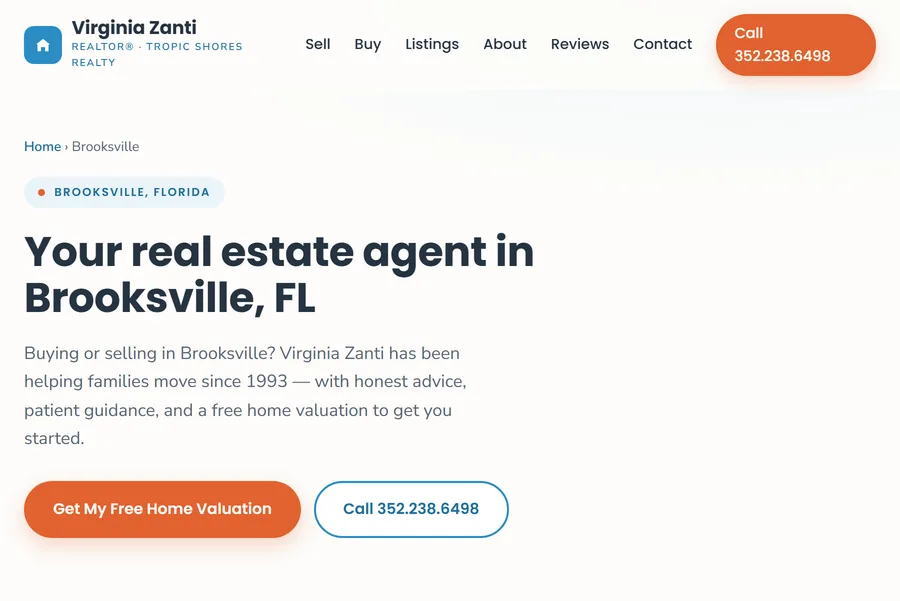 The Brooksville realtor landing page — Your real estate agent in Brooksville, FL