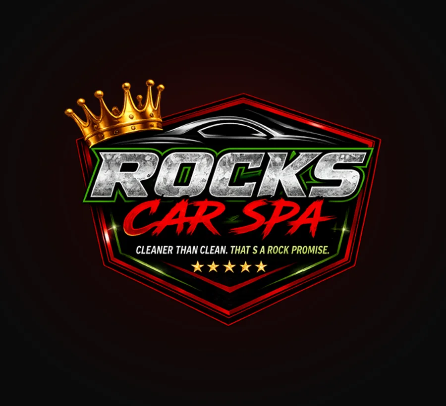Rock's Car Spa crest logo — Cleaner than clean, that's a Rock promise