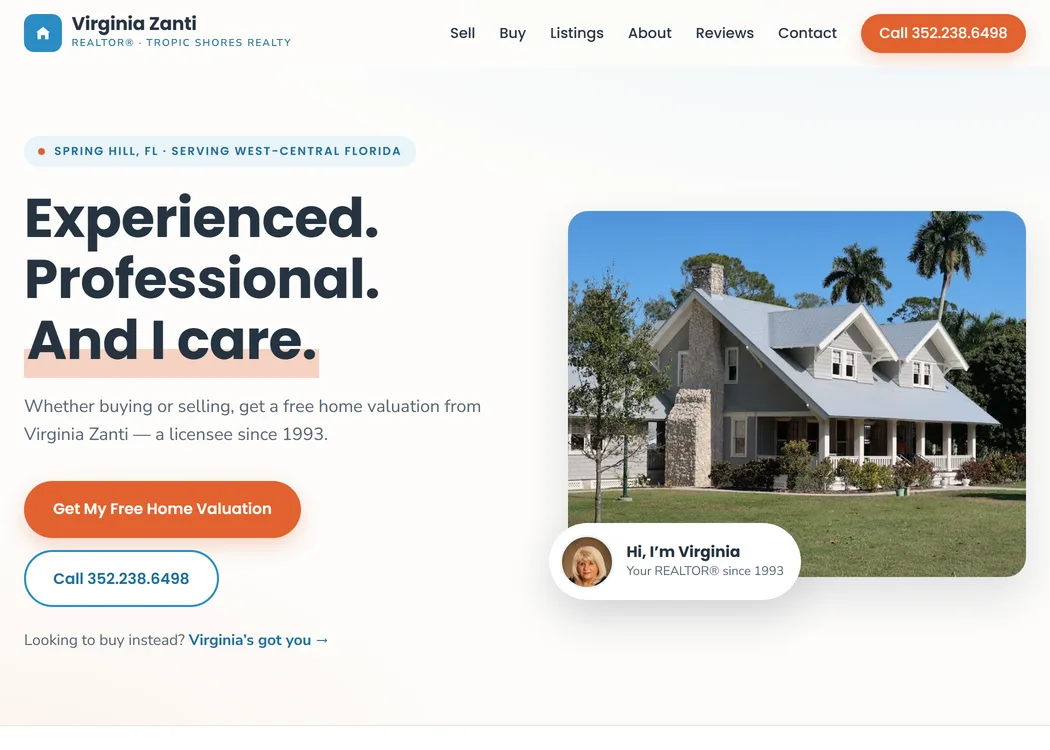 The Close With Virginia website homepage