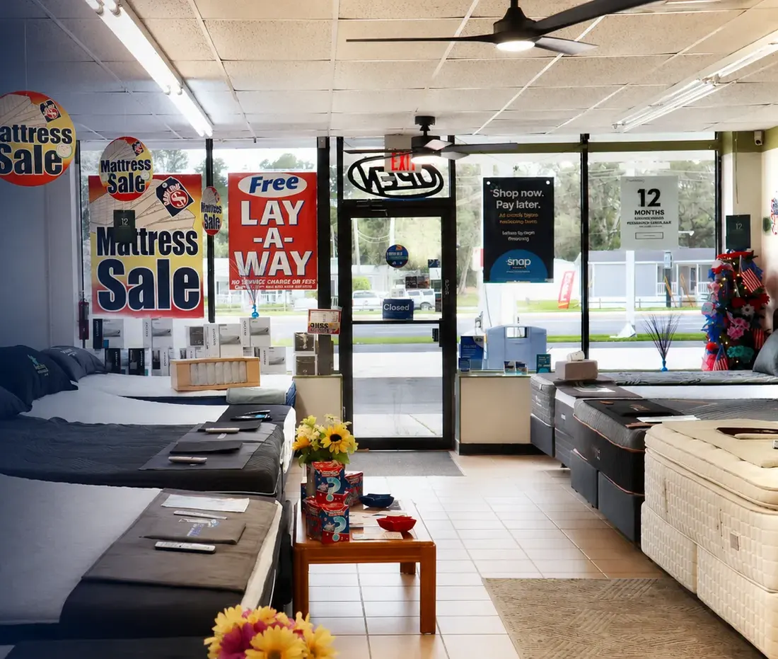 Inside the Sleep World showroom in Brooksville, Florida