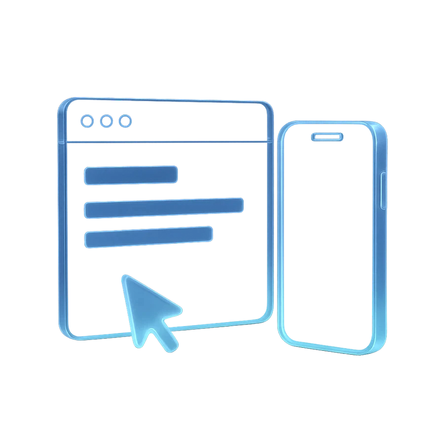 Browser window and responsive phone showing a website layout